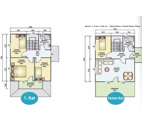 122 m2 prefabrik ev Model Pİ12201 - Görsel 2